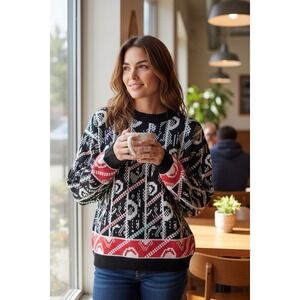 Vtg 62 East 80's Women's M Sweater Abstract Graffiti Streetwear New‎ Wave Artsy